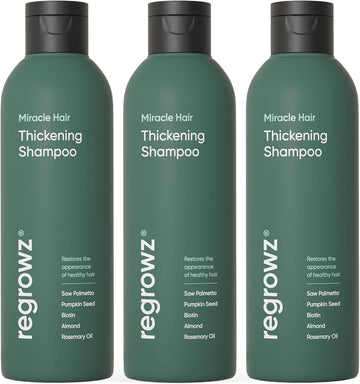 Regrowz Miracle Hair Thickening Shampoo – 2X 225Ml – Organic Biotin & Rosemary Oil Natural Hair Loss Treatment For Men & Women- Rosemary Shampoo For Hair Growth- Dht Blocker Shampoo