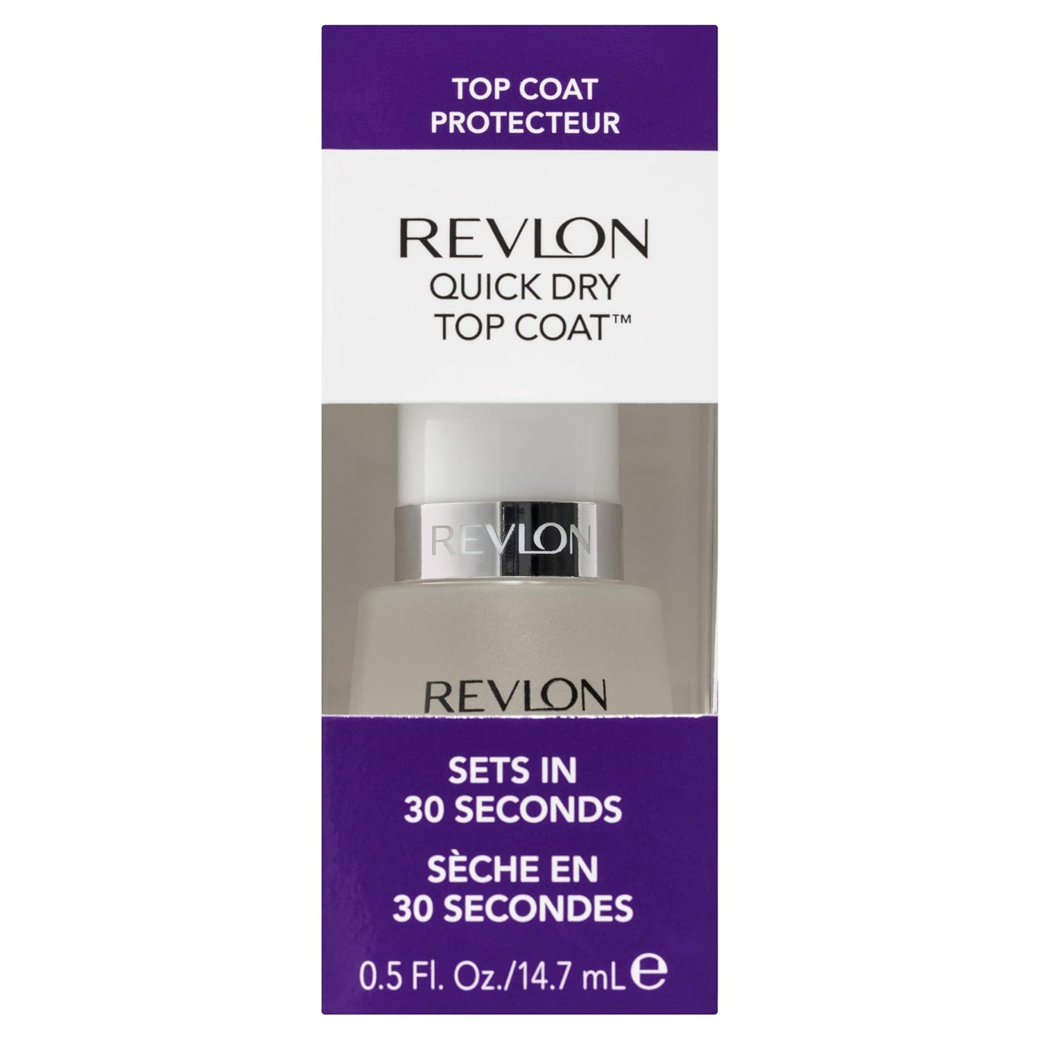 Revlon Top Coat Nail Polish, Quick Dry Nail Polish, Chip Resistant & Longwear Formula, High Shine Finish, Quick Dry Top Coat, Clear, 0.5 Fl Oz