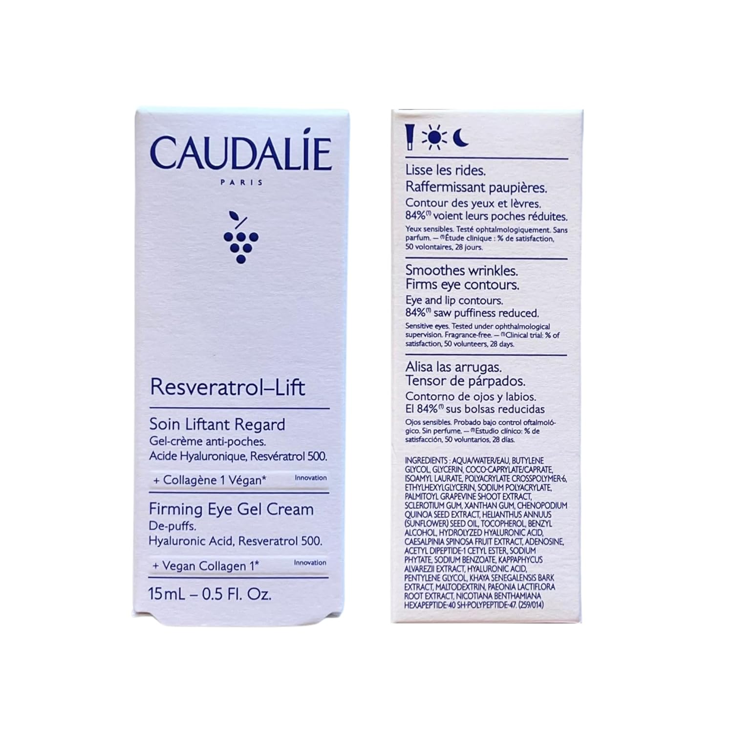 Caudalie Resveratrol-Lift Firming Eye Gel Cream: Anti-Aging Eye Cream with Hyaluronic Acid & Vegan Collagen that Visibly Firms+ Smooths Wrinkles- 15mL : Beauty & Personal Care