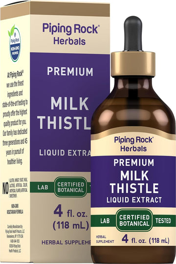 Piping Rock Milk Thistle Seed Extract | 4 fl oz | Liquid Supplement Drops | Certified Herbal Tincture | Non GMO, Gluten Free