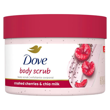 Dove Exfoliating Body Polish Crushed Cherries & Chia Milk Skin Care For Revitalized Skin Formulated With 1/4 Moisturizing Cream 10.5 Oz