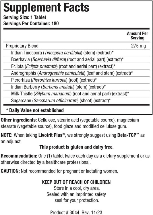 Biotics Research Livotrit Plus Liver Cleanse And Detox Support Supplement Natural Non Gmo Herbal Blend With Milk Thistle 180 Tablets