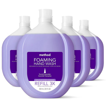 Method Foaming Hand Soap Refill, French Lavender, Recyclable Bottle, Biodegradable Formula, 28 fl oz (Pack of 4)