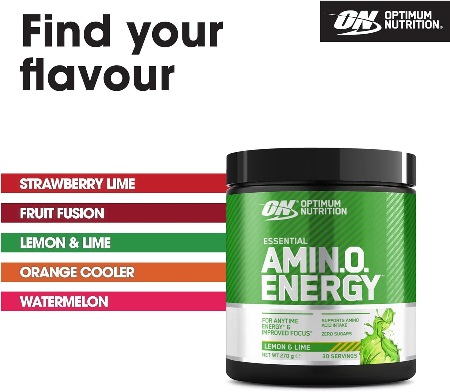 Optimum Nutrition Amino Energy Pre Workout Powder, Energy Drink with Amino Acids, BCAA, L-Glutamine and L-Leucine, Food Supplement with Vitamin C and Caffeine, Lemon Lime Flavour, 30 Servings, 270 g : Amazon.co.uk: Health & Personal Care