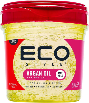 Eco Style Hair Styling Gel Set, 1 X Olive Oil 473 Ml & 1 X Argan Oil 473 Ml, Eco Styler, Hydrate And Style, Alcohol-Free