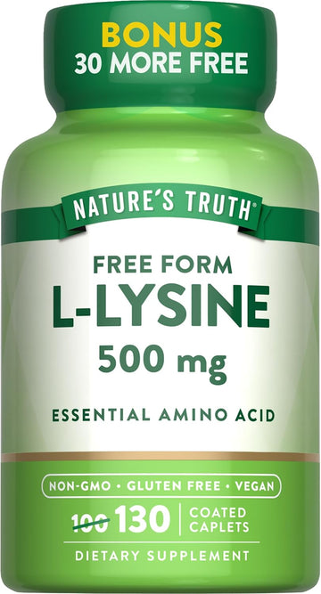 Nature'S Truth L-Lysine 500Mg | 130 Caplets | Free Form | Essential Amino Acid | Non-Gmo & Gluten Free Supplement