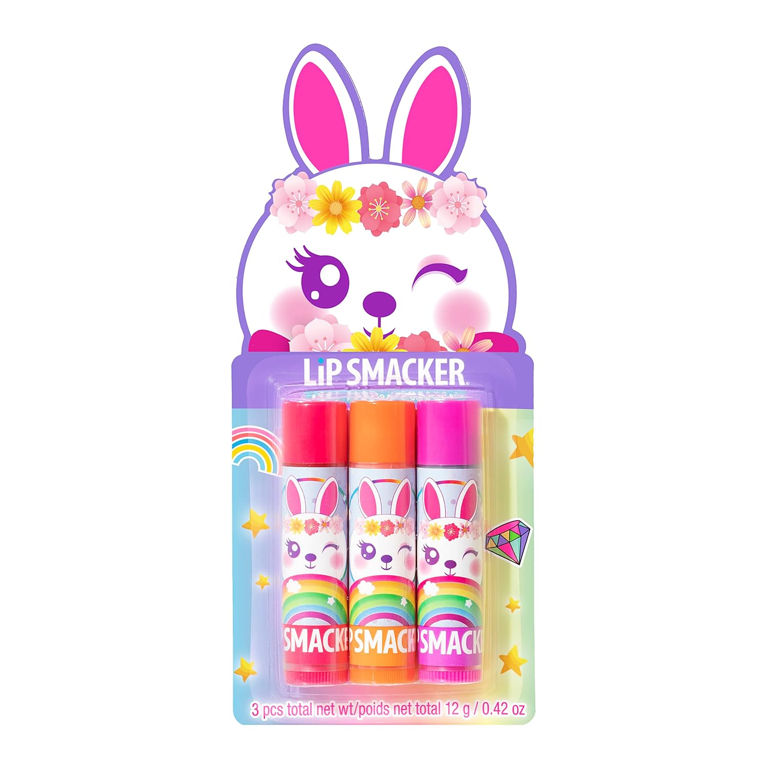 Lip Smacker Easter Lip Balm Trio Card - Bunny | Easter Basket Stuffers for Children