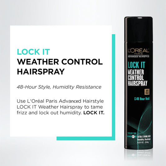 L'Oréal Paris Advanced Hairstyle Lock It Weather Control Hairspray, 8.25 Oz. (Packaging May Vary)