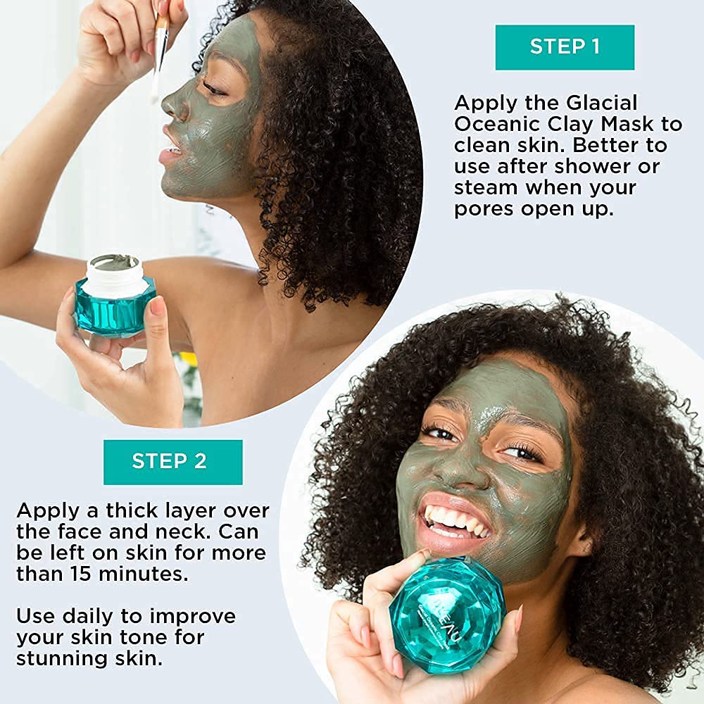 Bl'Eau Nourishing Spirulina Clay Mask - Hydrate Skin Replenish And Soothe And Pore Tightening, 80 G ? Net Wt. 2.8 Oz : Beauty & Personal Care