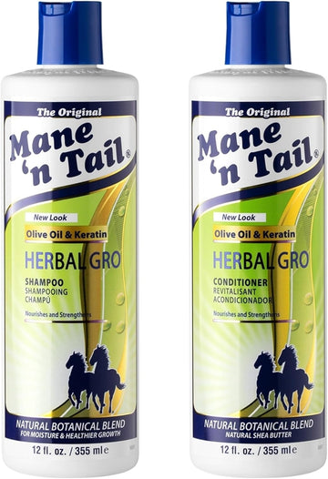 Mane 'N Tail Herbal Gro Shampoo And Conditioner Twin Pack, Nourishes And Strengthens, Olive Oil And Keratin, 355 Ml (Pack Of 1)