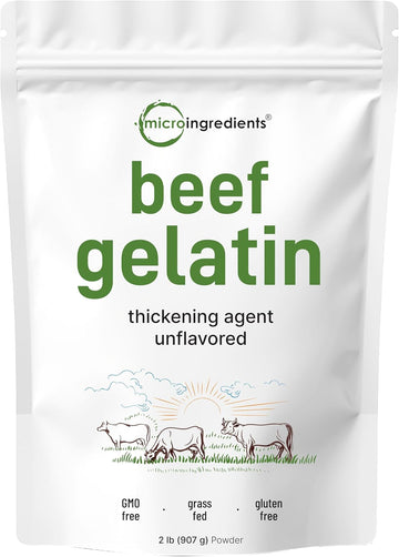 Beef Gelatin Powder, 2Lb (32Oz) | Premium Source From Grass-Fed & Pasture Raised Beef | Unflavored Thickening Agent For Cooking & Baking | Rich In Natural Protein & Collagen | Non-Gmo, Gluten Free