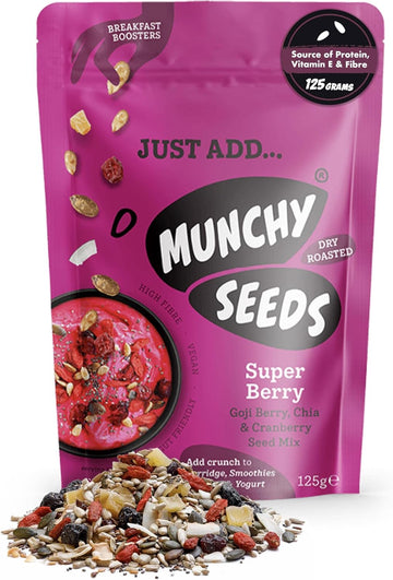 Munchy Seeds Breakfast Booster Super Berry 450G Breakfast Topper With Goji, Chia, Cranberry, Sunflower Seeds & Pumpkin Seeds. Sprinkle On Porridge, Fruit, Yoghurt Or Smoothie Vegan, Fibre Vitamin E