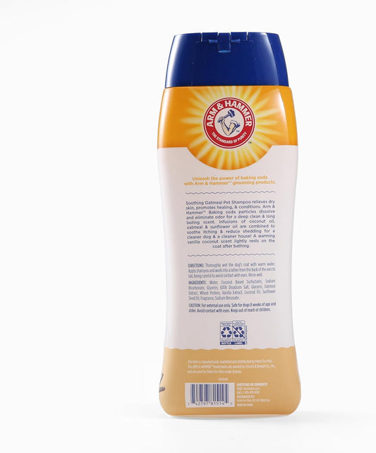 Arm & Hammer for Pets Soothing Oatmeal Pet Shampoo | Nourishing and Moisturizing Dog Shampoo with Gentle Cleansing formula | Vanilla Coconut Scent, 20 oz Bottle Shampoo for Pets