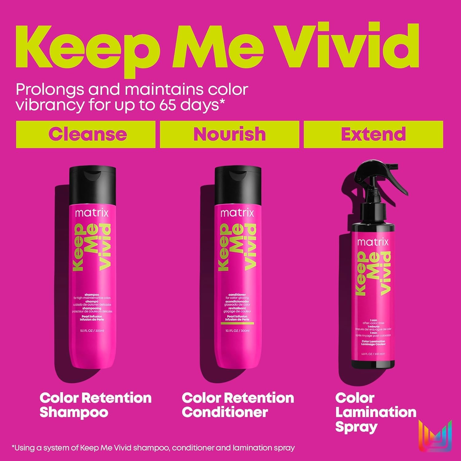 Matrix Keep Me Vivid Shampoo | Prolongs Color Vibrancy & Enhances Shine | Sulfate-Free | For Color Treated Hair | Gently Cleanses Hair | Salon Shampoo | Packaging May Vary |33.8 Fl. Oz. : Beauty & Personal Care