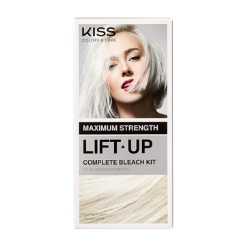 Kiss Lift Up Complete Hair Bleach & Icy Silver Toner Kit, Gentle Conditioning Formula That Reduces Brassiness, Complete 6-Pc Diy Bleach Kit, Ice