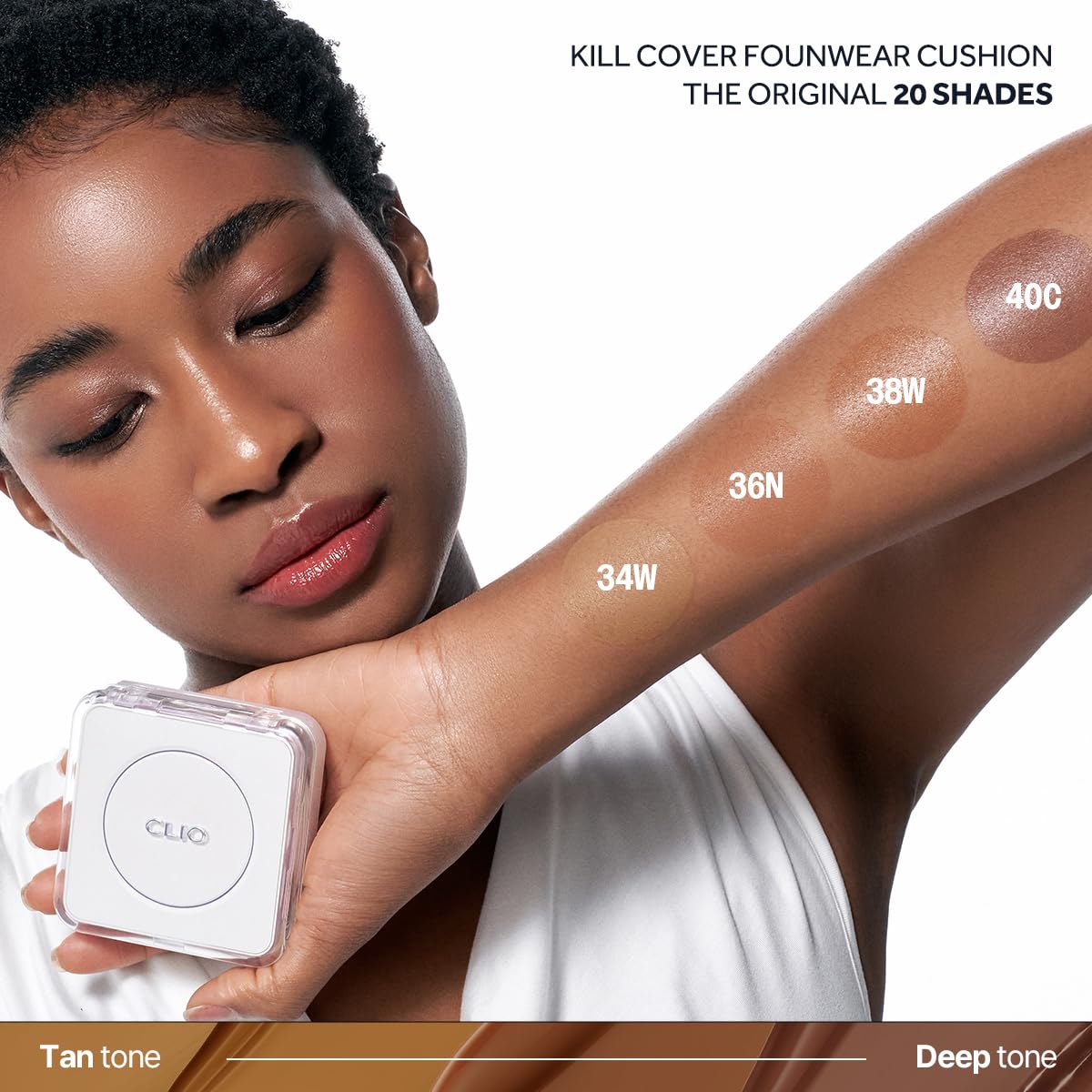 Clio Kill Cover Founwear Cushion The Original I 20 Shades, Korean Cushion Foundation, Cushion Make Up, Full& High Coverage, Airy Satin, Natural Matte Finish Look (38W Mahogany, One Size)