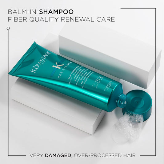 Kérastase Resistance, Gel Shampoo For Over-Stressed & Very Damaged Hair, With Fibra-Kap, Bain Thérapiste, 250Ml