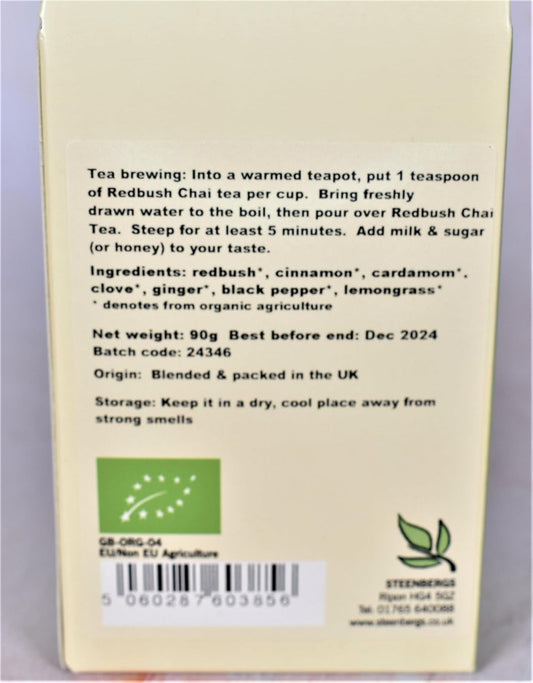 Steenbergs Organic Redbush Chai 90G , Loose Leaf