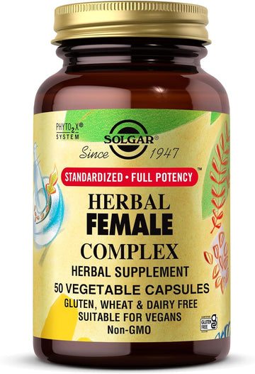 Solgar Herbal Female Complex - 50 Vegetable Capsules - Standardized Full Potency (SFP) - Non-GMO, Vegan, Kosher, Gluten Free, Dairy Free - 50 Servings