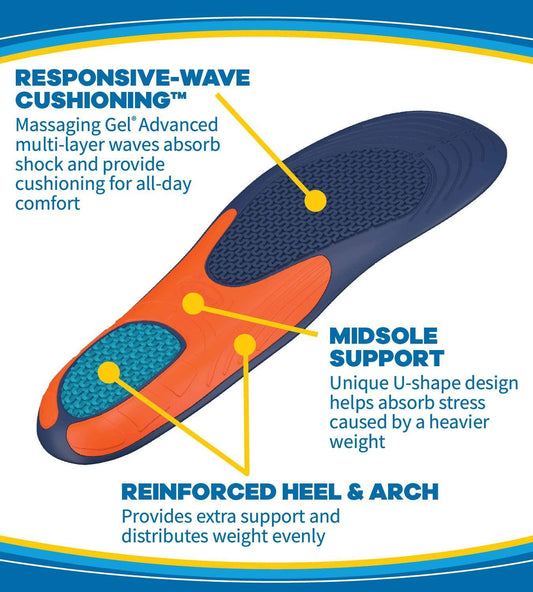 Dr. Scholls Extra Support Massaging Gel Mens (Size 8-14) (3 Pack)