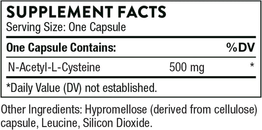 Thorne Nac - N-Acetylcysteine - 500Mg - Supports Respiratory Health And Immune Function; Promotes Liver And Kidney Detox - 90 Capsules