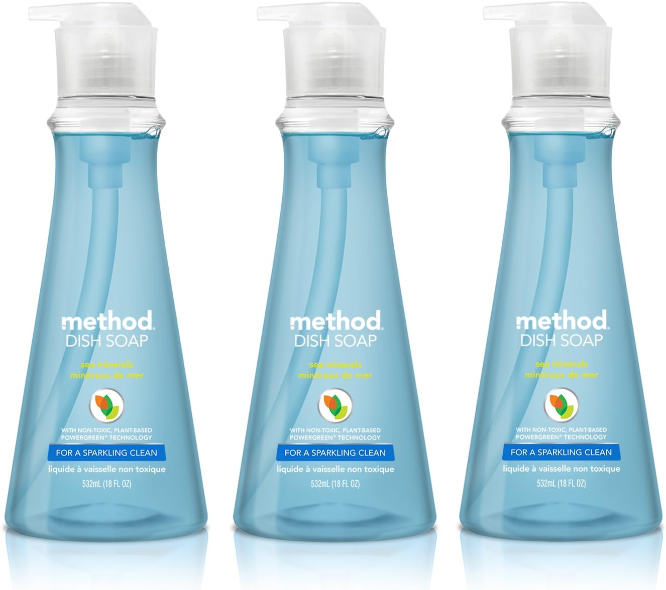 Method® Dish Soap, Sea Minerals, 18 oz Pump Bottle (Pack of 3)