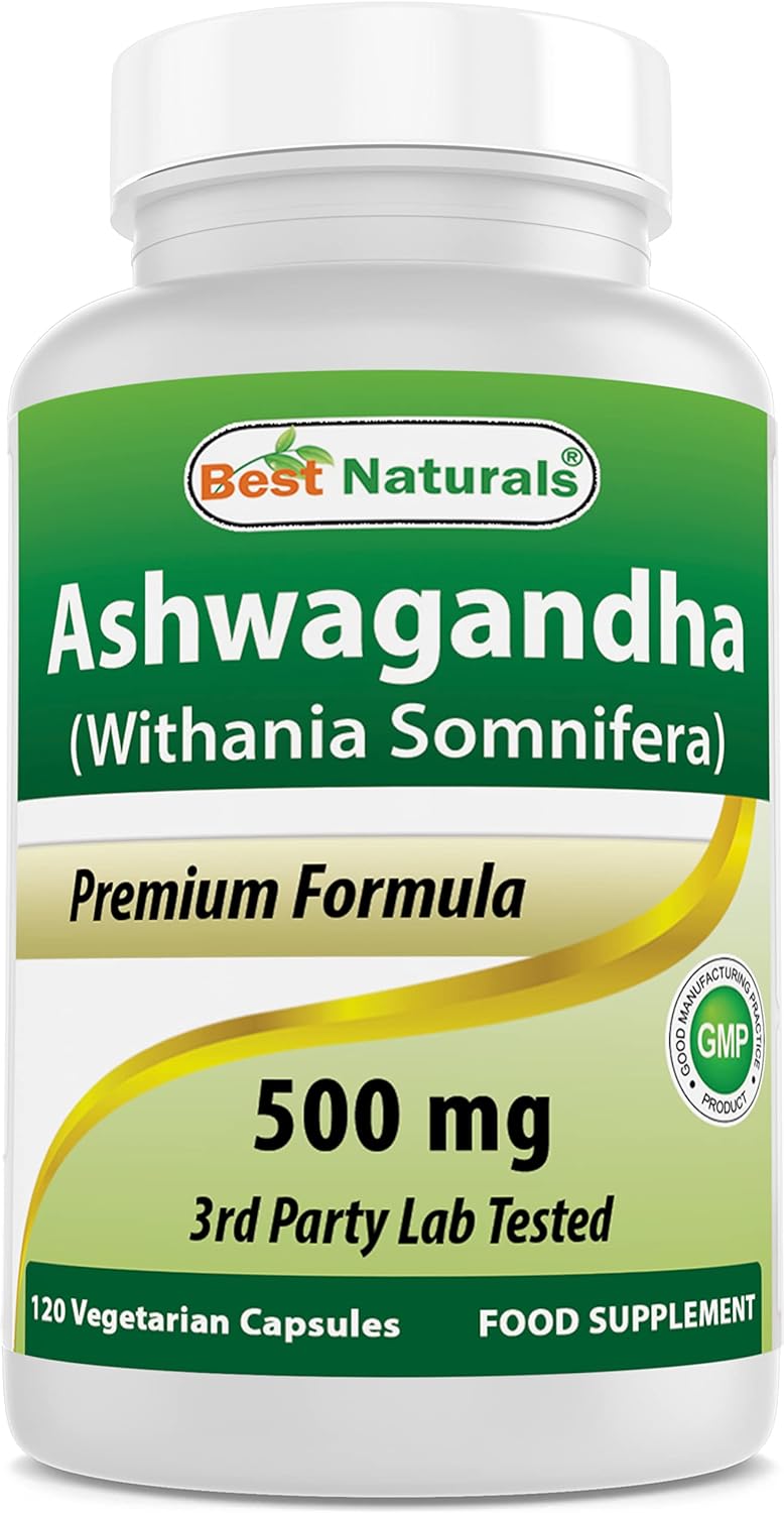 Best Naturals Ashwagandha Capsules For Relaxing Stress And Mood, 500 Mg, 120 Count (Packaging May Vary)