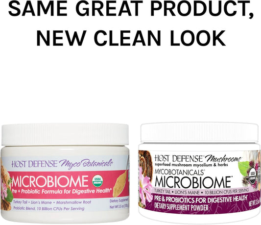 Host Defense, MycoBotanicals Microbiome Powder, Digestive Support with Probiotics, Mushroom Supplement, 3., Plain