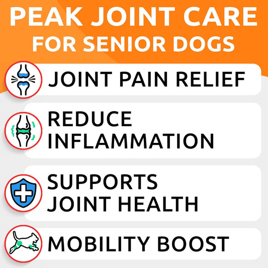 Bark&Spark Senior Advanced Glucosamine Chondroitin For Dogs - Hip Joint Pain Relief Pills - Old Dog Joint Supplement Large & Small Breed - Hip Joint Chews Joint Health Care Vitamin Treats - 120Ct