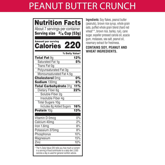 Kashi Go Cold Breakfast Cereal, Vegan Protein, Fiber Cereal, Peanut Butter Crunch, 13.2Oz Box (1 Box)