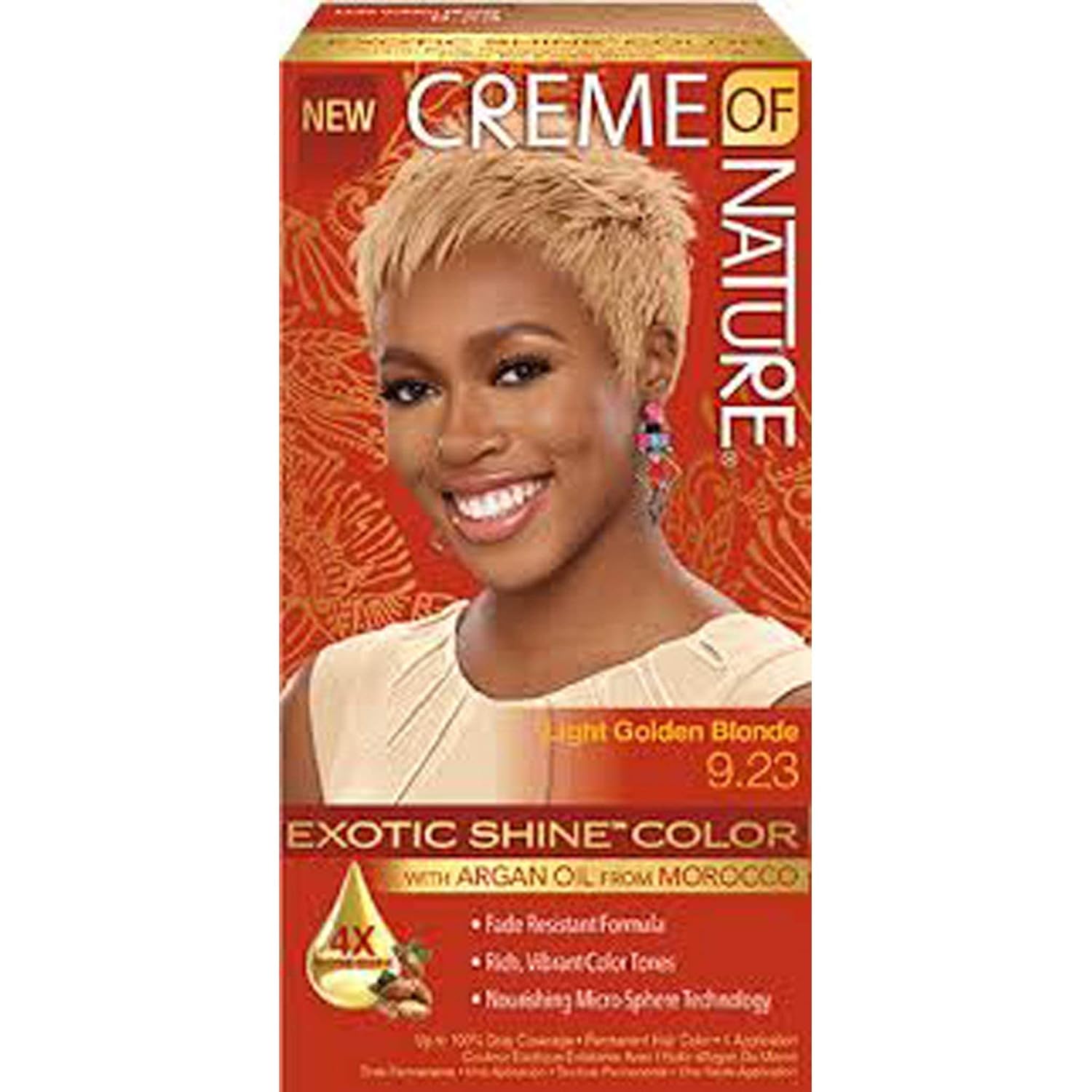 Creme of Nature Exotic Shine Hair Color With Argan Oil from Morocco, 9.23 Light Golden Brown, 1 Application : Chemical Hair Dyes : Beauty & Personal Care