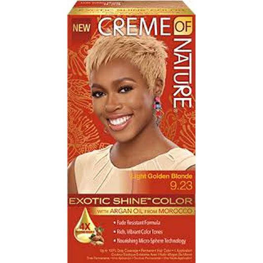 Creme of Nature Exotic Shine Hair Color With Argan Oil from Morocco, 9.23 Light Golden Brown, 1 Application : Chemical Hair Dyes : Beauty & Personal Care