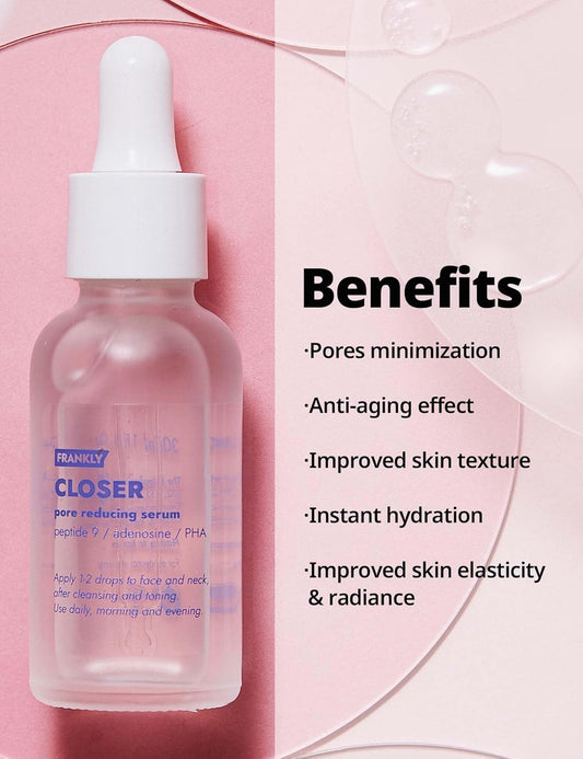 Frankly Pore Care Set: Closer Serum & Aha 8.05 Toner | Anti-Aging & Pore Minimizing Duo | Glycolic Acid & Peptide Formula | Boost Radiance & Skin Texture