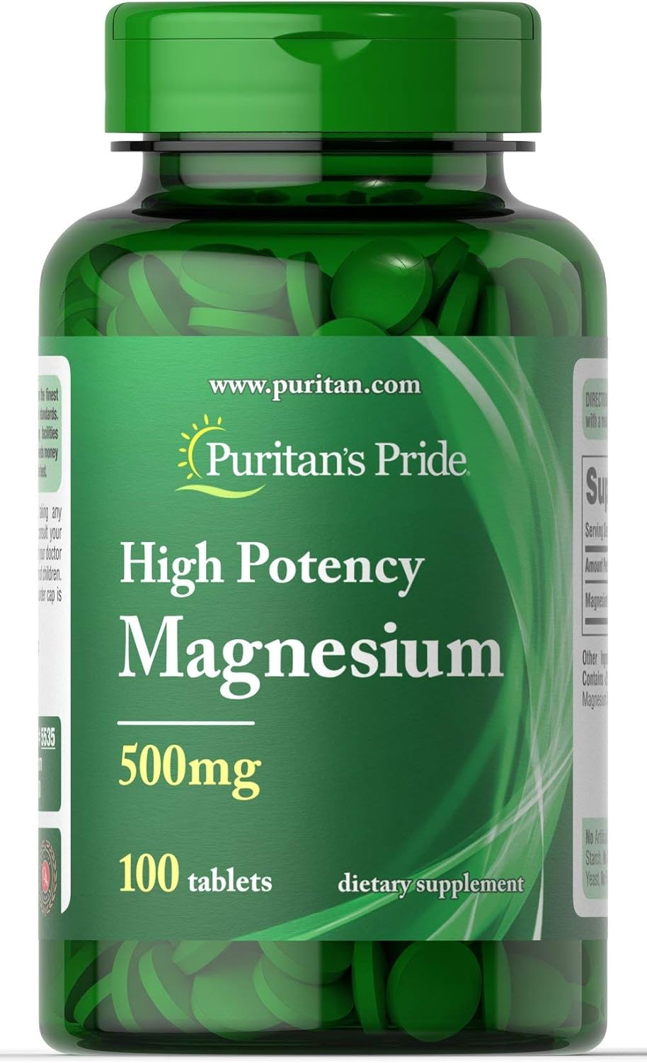 Puritan'S Pride High Potency Magnesium Tablets, 500 Mg, 100 Count