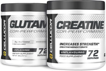 Cellucor Creatine & Glutamine Bundle, Creatine Monohydrate 72 Servings + Glutamine Powder 72 Servings