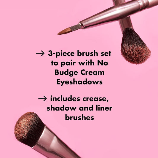E.L.F. No Budge Brush Trio, 3-Piece Eyeshadow Brush Set For Applying & Blending Colour, Made With Synthetic, Cruelty-Free Bristles