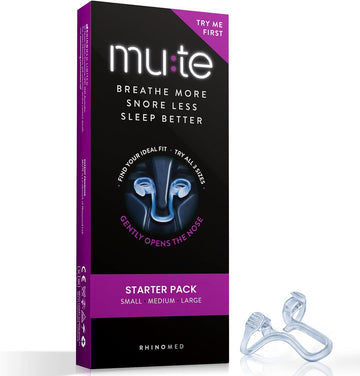 MUTE by Rhinomed Nasal Dilator for Snore Reduction Trial Pack Increases Airflow Anti Snoring Devices Nasal Dilators for Sleeping Transparent Internal Nasal Dilator Snoring Solution