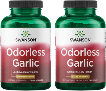 Swanson Odor-Controlled Garlic 500 Milligrams 200 Capsules (2 Pack)