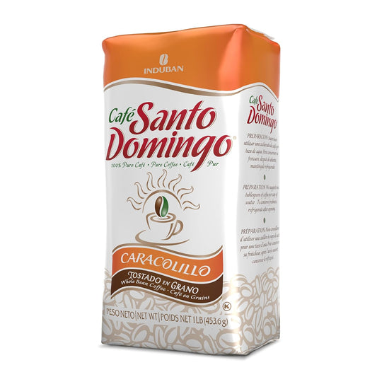 Café Santo Domingo Caracolillo, 16 oz Bag, Whole Bean Peaberry Coffee - Product from the Dominican Republic (Pack of 1)