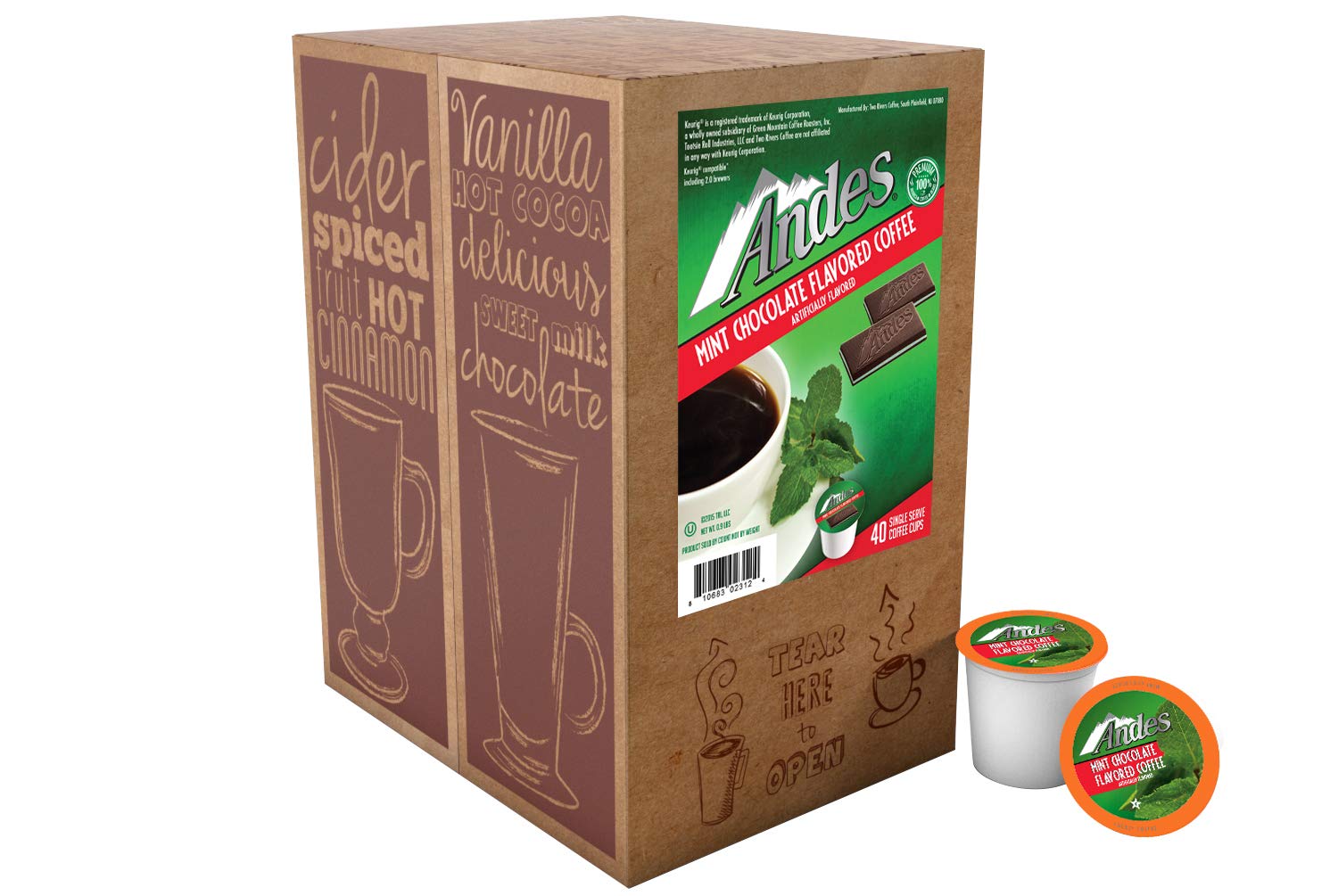 Andes Mints Coffee Chocolate Mint Peppermint Coffee Pods for Keurig K-Cup Brewers, 40 Count