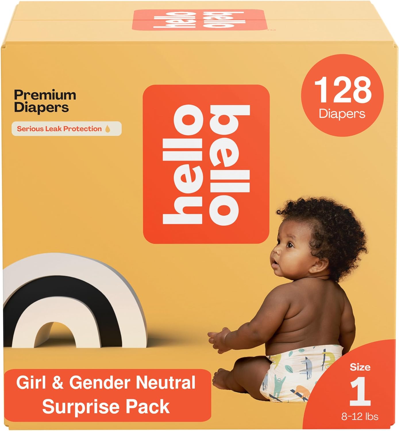 Hello Bello Premium Diapers, Size 1 (8-12 Lbs) Surprise Pack For Girls - 128 Count, Hypoallergenic With Soft, Cloth-Like Feel - Assorted Girl & Gender Neutral Patterns