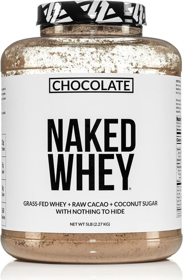 NAKED Nutrition Whey Protein Supplement Powder, Chocolate, GMO Free, Soy Free, Gluten Free Aid Muscle Growth and Recovery 60 Servings, 5 Ib