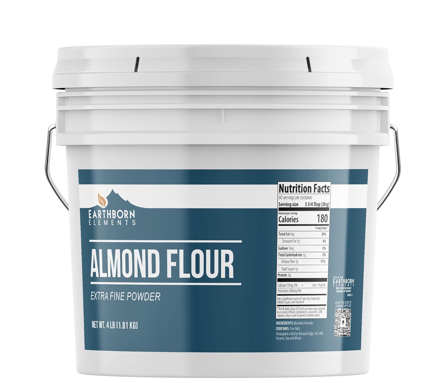 Earthborn Elements Almond Flour 3.5 Gallon Bucket, Extra Fine Powder, Grown In California