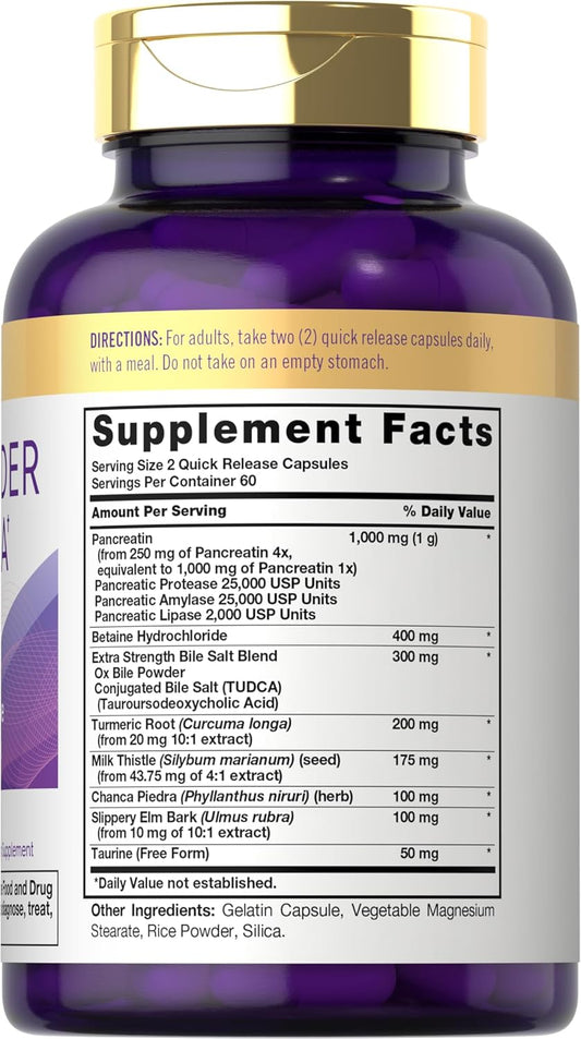 Carlyle Gallbladder Formula | 120 Quick Release Capsules | Complete Digestive Enzyme Complex | Non-Gmo & Gluten Free Supplement