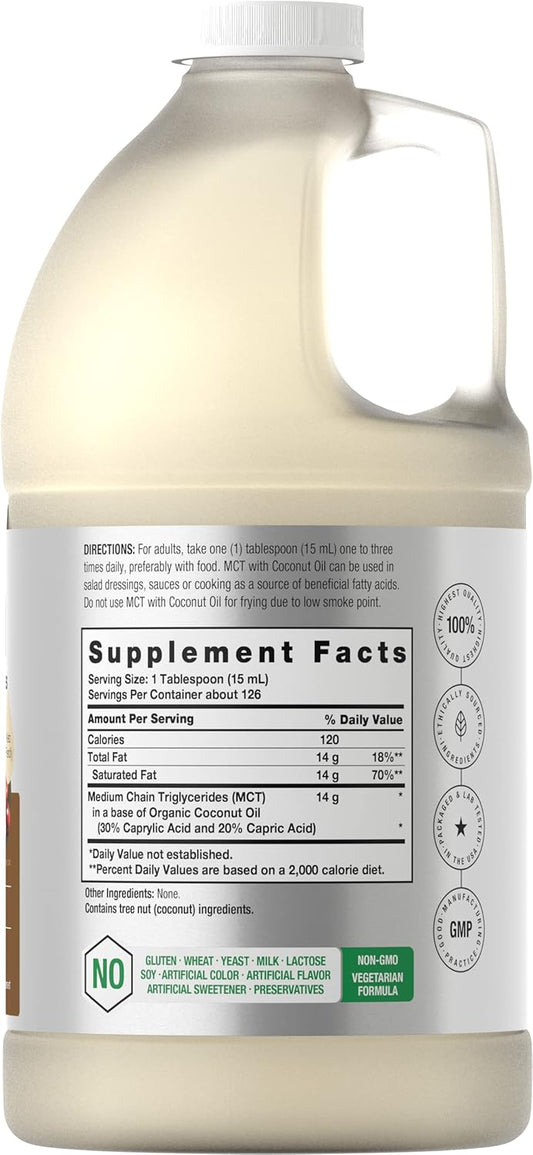 Horbäach Mct Oil 64 Oz | 100% Pure | Blends With Coffee, Tea, Juice And Liquids | Value Size Unflavored Formula | Keto, Vegetarian, Non-Gmo, And Gluten Free