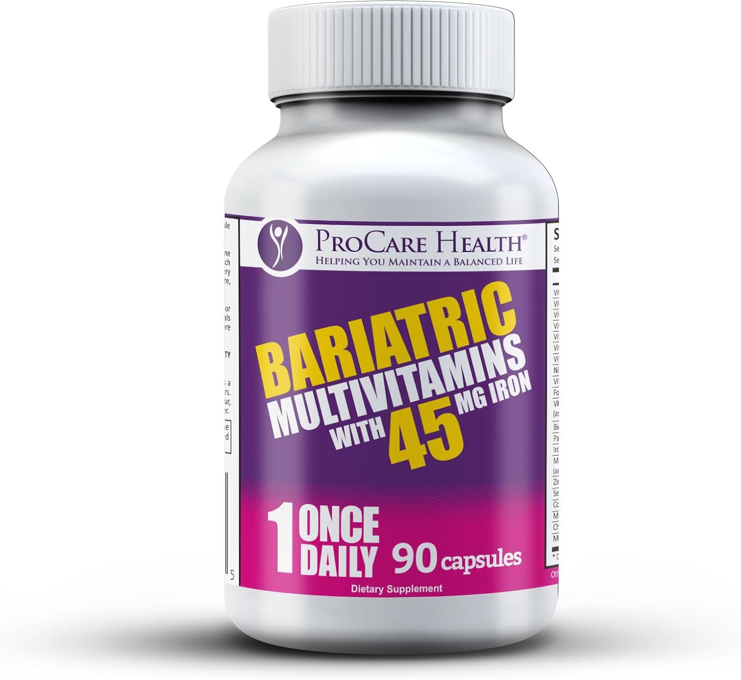 ProCare Health | Once Daily Bariatric Multivitamin | Capsule | 45mg Iron | 90 Count