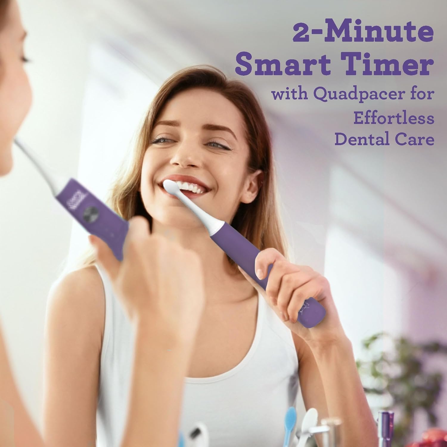 GuruNanda Cruiser Sonic Toothbrush with 2 Brush Heads, 1 Brush Cap, 1 USB Cable - 2 Modes, 2-Minute Timer & More Than 30,000 Vibrations, Lavender : Health & Household