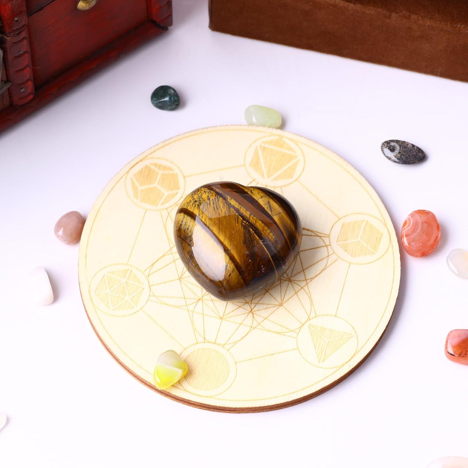 Uu Unihom 40Mm Natural Tiger Eye Large Heart Stones Healing Crystals Gemstones Gifts Heart Shaped Rocks For Home Decor Reiki Meditation Women : Health & Household