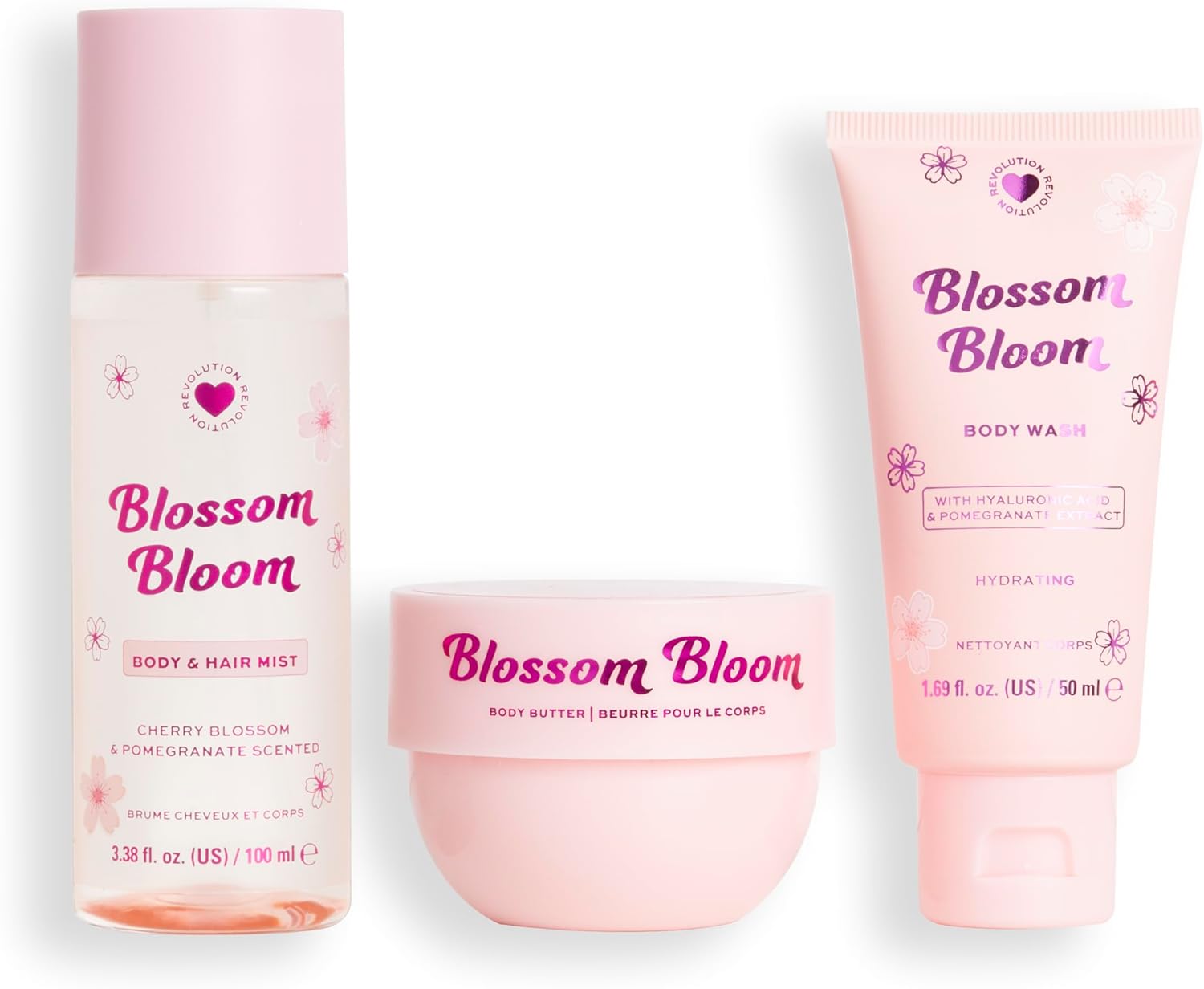 I Heart Revolution, Blossom Bloom Bath & Body Gift Set, All-In-One Mini Hair & Body Set For Summer, Floral Scent, Vegan & Cruelty-Free