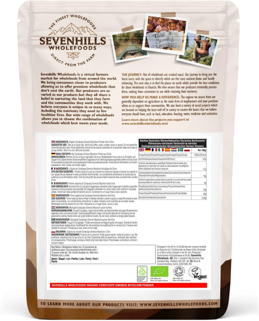 Sevenhills Wholefoods Organic Cordyceps Sinensis Mushroom Powder 200g